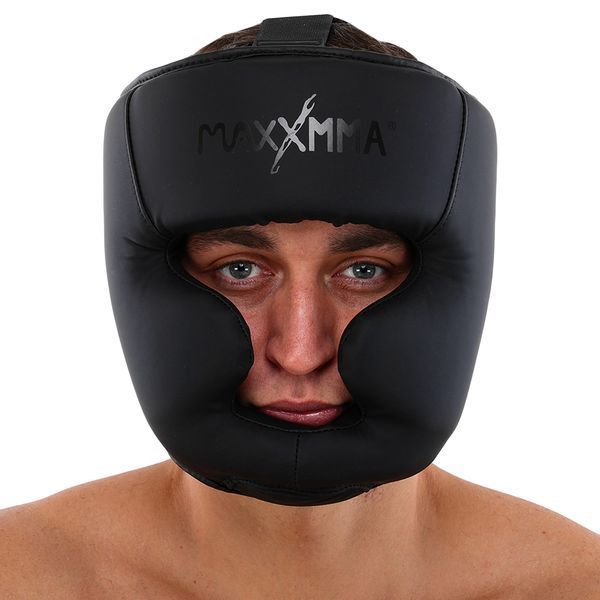 Шлем боксерский с полной защитой и подшлемником PU MAXXMMA GBH03 S-XL черный S-M GBH03 фото