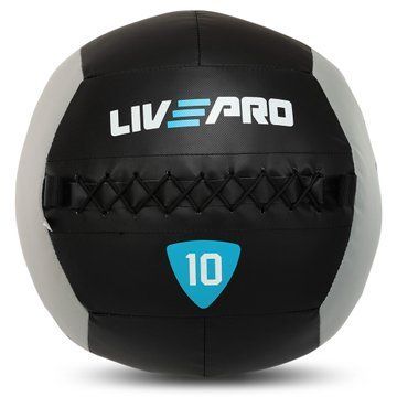 Мяч набивной медицинский для кроссфита WALL BALL LiveUp LP8100-10 10кг черный-серый LP8100-10 фото
