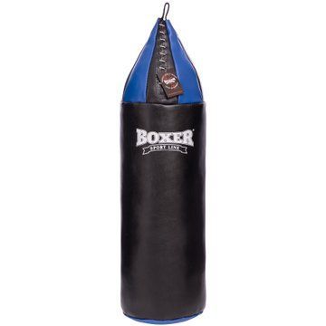 Мішок боксерський Шоломовидний Шкіра BOXER 1004-01 95х26см чорний-синій 1004-01 фото