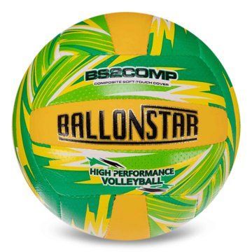 Мяч волейбольный BALLONSTAR FB-3128 №5 PU зеленый-оранжевый FB-3128 фото