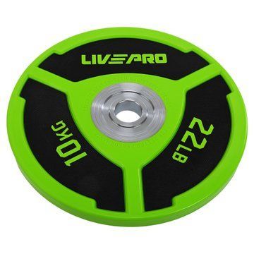 Бамперные диски полиуретановые Bumper Plates LiveUp LP8027-10 o50.5мм 10кг зеленый-черный LP8027-10 фото