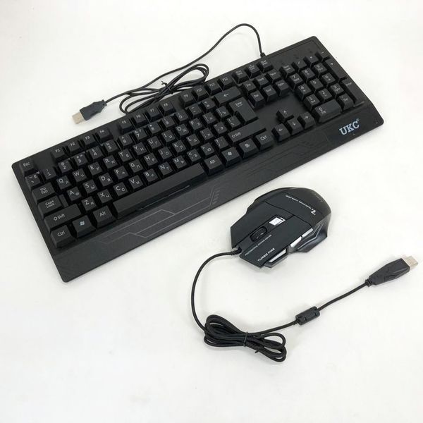 Клавиатура+мышка UKC с LED подсветкой от USB M-710, клавиатура игровая с подсветкой и мышкой ws13218 фото