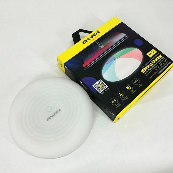 Беспроводная зарядка с подсветкой 7 цветов 10W 7 COLOR Awei W7 + WIRELESS CHARGE ws58994 фото