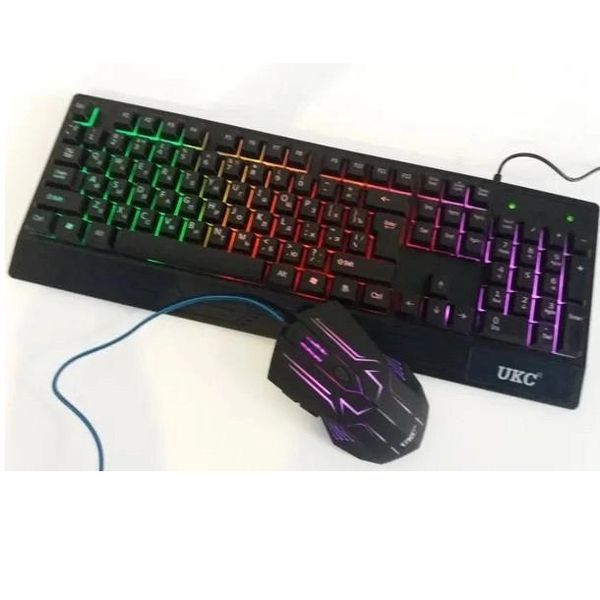 Клавиатура+мышка UKC с LED подсветкой от USB M-710, клавиатура игровая с подсветкой и мышкой ws13218 фото