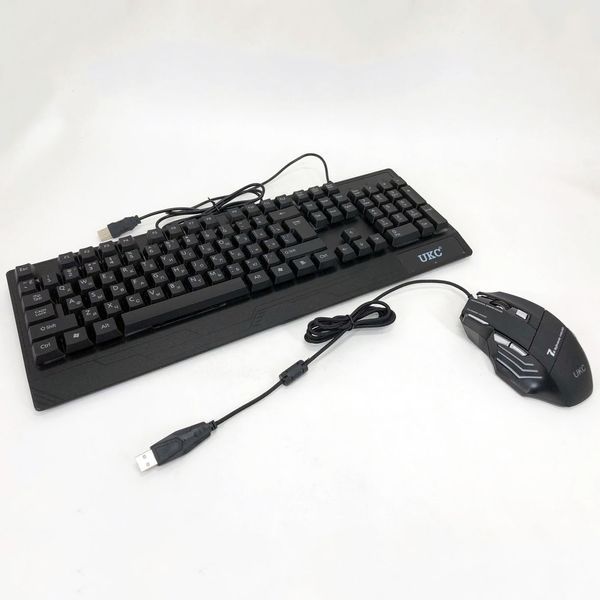 Клавиатура+мышка UKC с LED подсветкой от USB M-710, клавиатура игровая с подсветкой и мышкой ws13218 фото