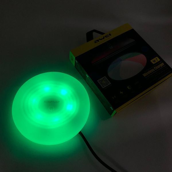 Беспроводная зарядка с подсветкой 7 цветов 10W 7 COLOR Awei W7 + WIRELESS CHARGE ws58994 фото