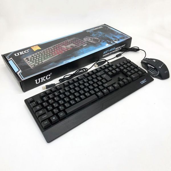 Клавиатура+мышка UKC с LED подсветкой от USB M-710, клавиатура игровая с подсветкой и мышкой ws13218 фото