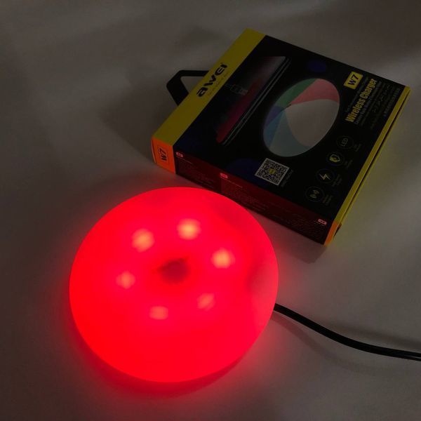 Беспроводная зарядка с подсветкой 7 цветов 10W 7 COLOR Awei W7 + WIRELESS CHARGE ws58994 фото