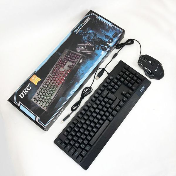 Клавиатура+мышка UKC с LED подсветкой от USB M-710, клавиатура игровая с подсветкой и мышкой ws13218 фото
