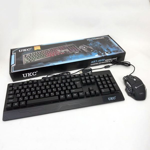 Клавиатура+мышка UKC с LED подсветкой от USB M-710, клавиатура игровая с подсветкой и мышкой ws13218 фото
