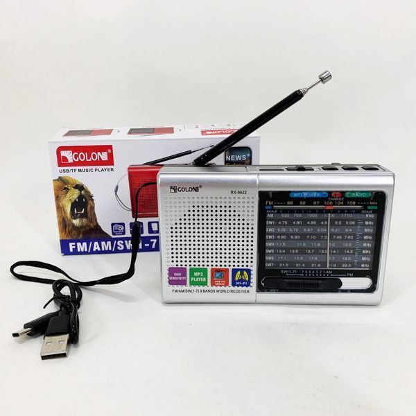 Портативная колонка радио MP3 USB Golon RX-6622. Цвет: серебряный ws31912 фото