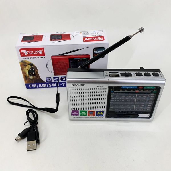Портативная колонка радио MP3 USB Golon RX-6622. Цвет: серебряный ws31912 фото