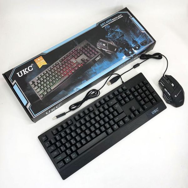 Клавиатура+мышка UKC с LED подсветкой от USB M-710, клавиатура игровая с подсветкой и мышкой ws13218 фото