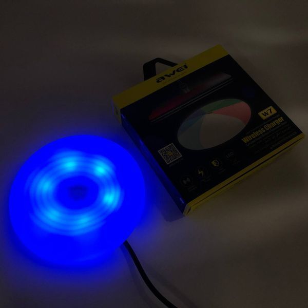 Беспроводная зарядка с подсветкой 7 цветов 10W 7 COLOR Awei W7 + WIRELESS CHARGE ws58994 фото