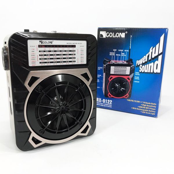 Радиоприемник GOLON RX-9122 портативная колонка всеволновое переносное радио FM фонарь LED. Цвет: коричневый ws69498-2 фото
