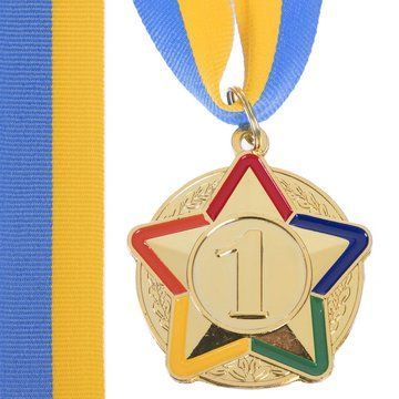 Медаль спортивная с лентой цветная STAR C-3177 o5см золото, серебро, бронза C-3177 фото