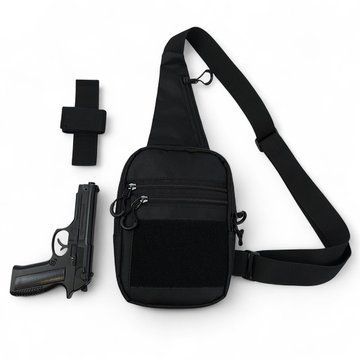 Тактическая мужская сумка с кобурой Cordura 1000D &ndash; 6 карманов, черный ws12228 фото