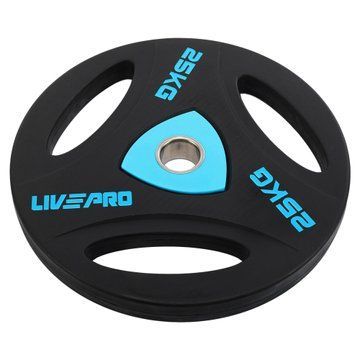 Блины диски полиуретановые с тройным хватом и металлической втулкой LiveUp LP8020-25 o51мм 25кг черный LP8020-25 фото