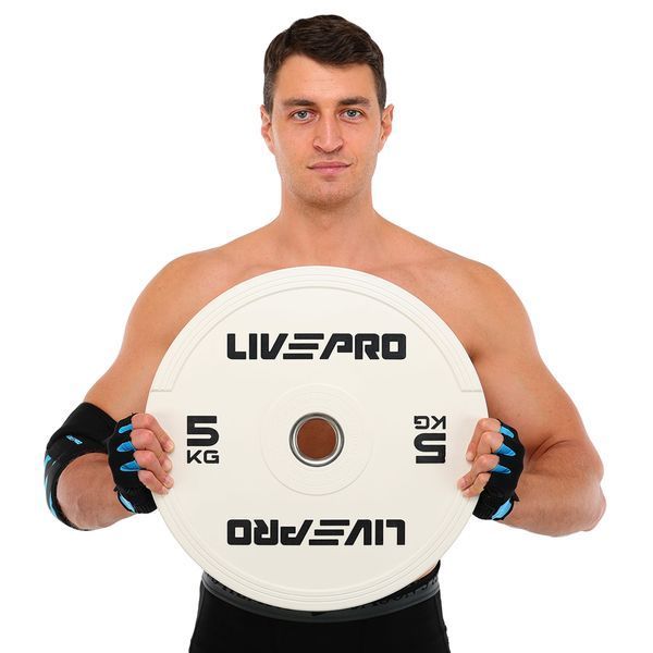 Бамперні диски гумові Bumper Plates LiveUp LP8332-5 o50.5мм 5кг білий LP8332-5 фото