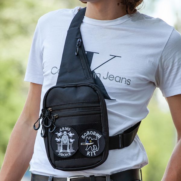 Тактична чоловіча сумка з кобурою Cordura 1000D &ndash; 6 кишень, чорна ws12228 фото
