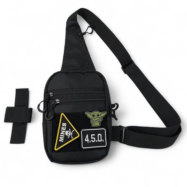 Тактична чоловіча сумка з кобурою Cordura 1000D &ndash; 6 кишень, чорна ws12228 фото