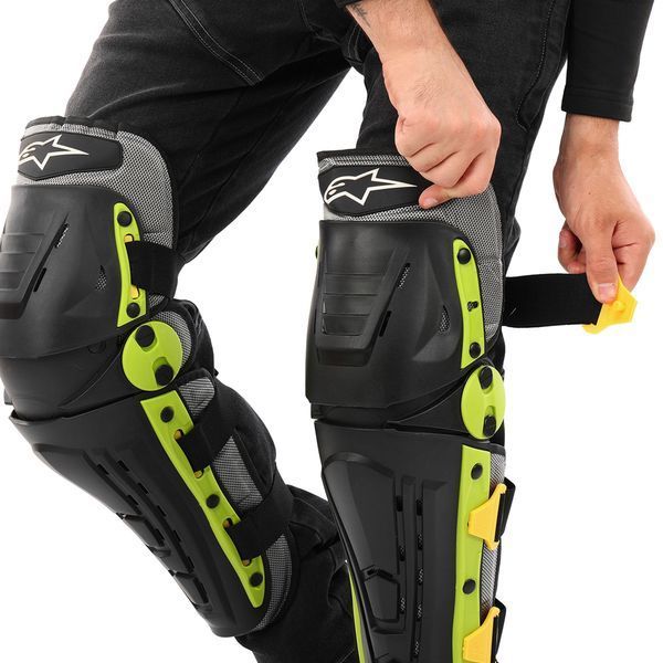 Мотонаколенники Alpinestar MS-4821 2шт черный-салатовый MS-4821 фото