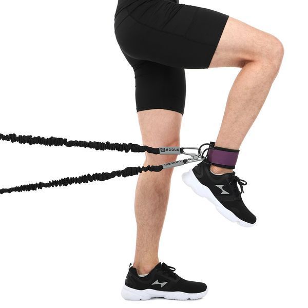 Лямка для ніг TRAINING ANKLE STRAPS 3.0 EZOUS H-04 1шт чорний-фіолетовий H-04 фото