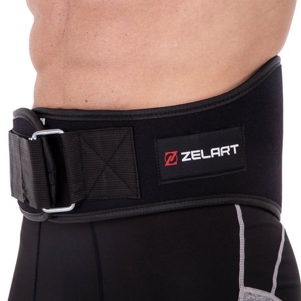 Пояс атлетичний текстильний ZELART SB-165406 спинка-19см розмір-XS-XXL чорний SB-165406 фото