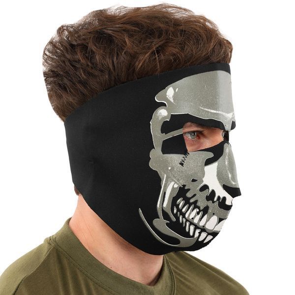 Маска лицьова вітрозахисна SP-Sport MS-4344-1 Chrome Skull чорний MS-4344-1 фото