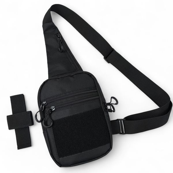 Тактична чоловіча сумка з кобурою Cordura 1000D &ndash; 6 кишень, чорна ws12228 фото
