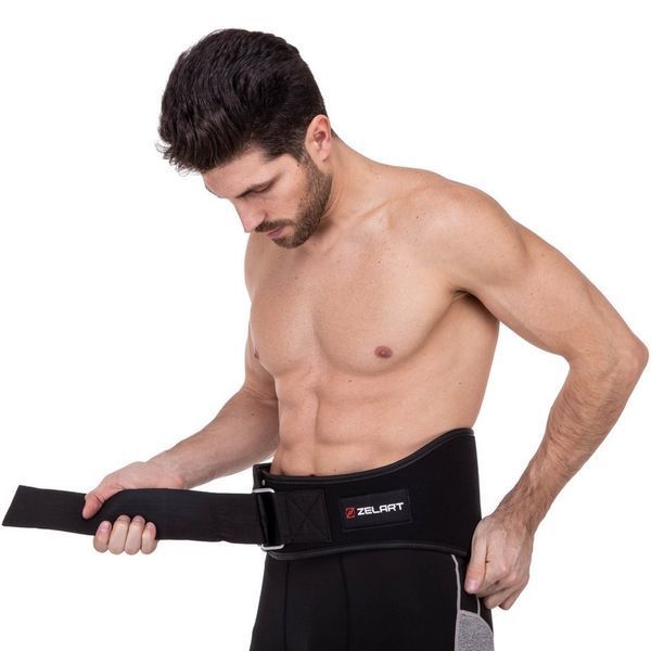 Пояс атлетичний текстильний ZELART SB-165406 спинка-19см розмір-XS-XXL чорний SB-165406 фото