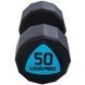 Гантели цельные профессиональные с полиуретановым покрытием LiveUp LP8003-50 2шт по 50кг черный-синий LP8003-50 фото 4