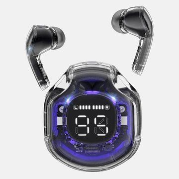 Беспроводные наушники TWS T8 PRO с прозрачным кейсом Вакуумные LED дисплей Bluetooth 5.3. Цвет: черный ws14814 фото