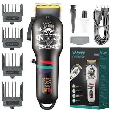 Машинка для стрижки волосся та бороди професійна VGR V-699 з насадками та LED дисплеєм. Колір: чорний ws88782 фото