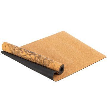 Килимок для йоги Пробковий каучуковий двошаровий Yoga mat Record FI-7156-6 183x61мx0.4cм з принтом Хамса коричневий FI-7156-6 фото