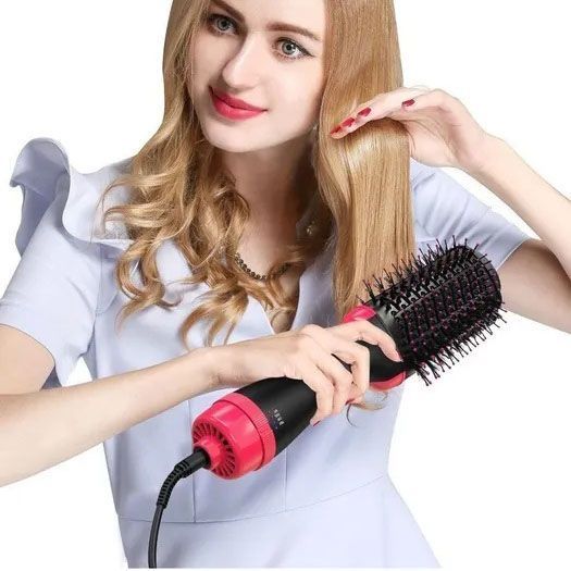 Фен Щетка расчёска 3в1 One step Hair Dryer 1000 Вт 3 режима выпрямитель для укладки волос стайлер с функцией ионизации ws38113 фото