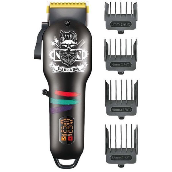Машинка для стрижки волосся та бороди професійна VGR V-699 з насадками та LED дисплеєм. Колір: чорний ws88782 фото