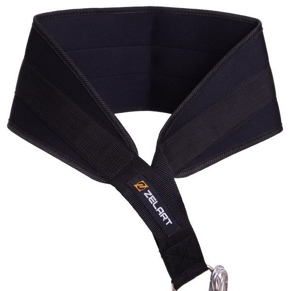 Пояс атлетичний для обтяження текстильний з ланцюгом та карабіном Zelart Dipping Belt TA-2647 спинка-20см чорний TA-2647 фото