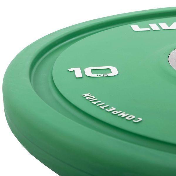 Бамперные диски резиновые Bumper Plates LiveUp LP8335-10 o50.5мм 10кг зеленый LP8335-10 фото