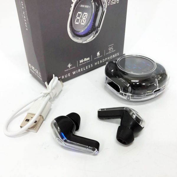 Беспроводные наушники TWS T8 PRO с прозрачным кейсом Вакуумные LED дисплей Bluetooth 5.3. Цвет: черный ws14814 фото
