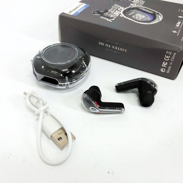 Беспроводные наушники TWS T8 PRO с прозрачным кейсом Вакуумные LED дисплей Bluetooth 5.3. Цвет: черный ws14814 фото