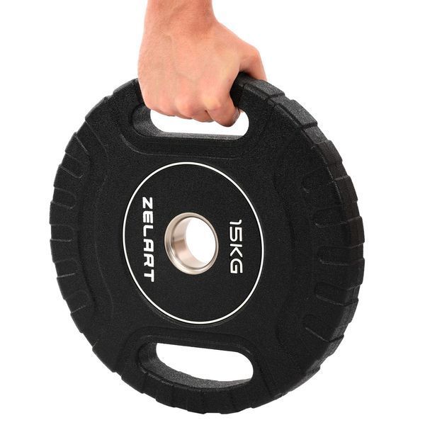 Блини диски CPU покриття 2 Handle металева втулка Zelart TA-3438-15 o51мм 15кг чорний TA-3438-15 фото