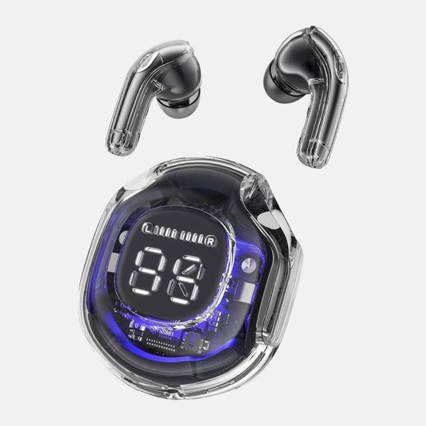Беспроводные наушники TWS T8 PRO с прозрачным кейсом Вакуумные LED дисплей Bluetooth 5.3. Цвет: черный ws14814 фото