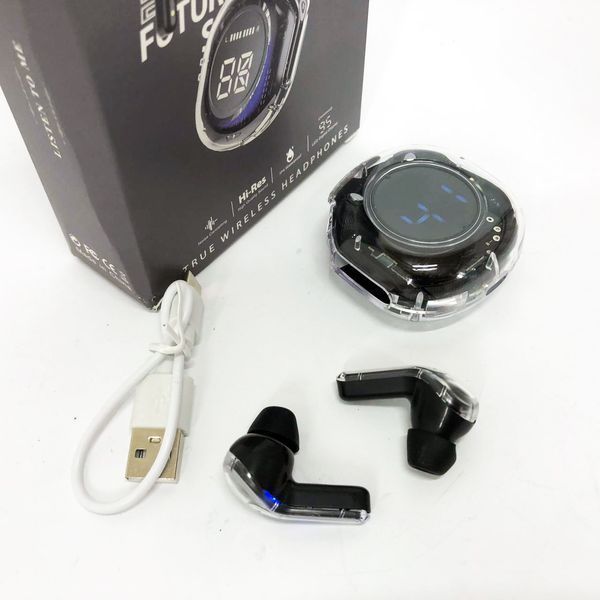 Беспроводные наушники TWS T8 PRO с прозрачным кейсом Вакуумные LED дисплей Bluetooth 5.3. Цвет: черный ws14814 фото
