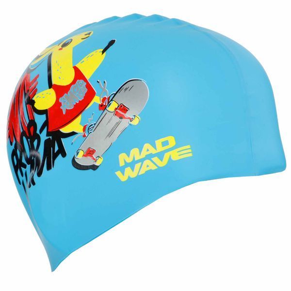 Шапочка для плавания силиконовая юниорская MadWave Junior LLAMA M057910 голубой M057910 фото