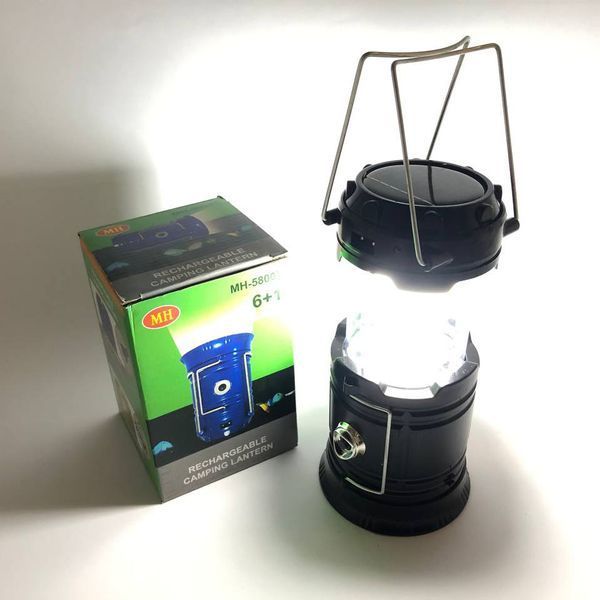 Туристический фонарь-лампа на солнечной батарее с павербанком CAMPING MH-5800T (6+1 LED). Цвет: черный ws84883 фото