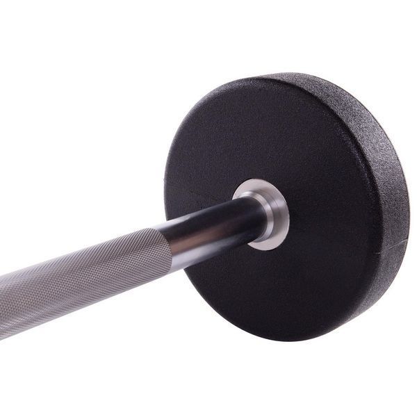 Штанга нерозбірна з фіксованою вагою пряма поліуретанова Zelart Urethane Barbell TA-2689-25 довжина-106см 25кг чорний-салатовий TA-2689-25 фото