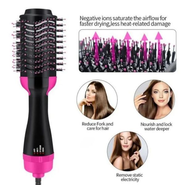 Фен Щетка расчёска 3в1 One step Hair Dryer 1000 Вт 3 режима выпрямитель для укладки волос стайлер с функцией ионизации ws38113 фото