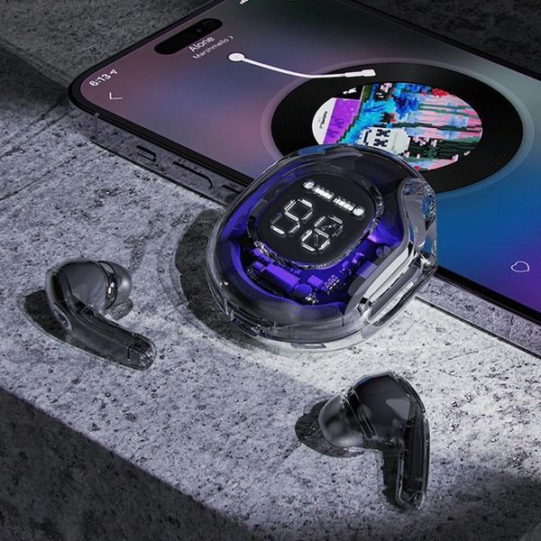 Беспроводные наушники TWS T8 PRO с прозрачным кейсом Вакуумные LED дисплей Bluetooth 5.3. Цвет: черный ws14814 фото