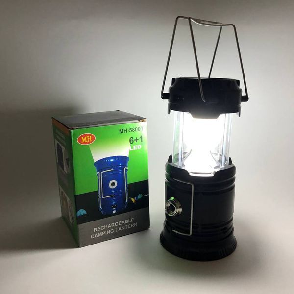 Туристический фонарь-лампа на солнечной батарее с павербанком CAMPING MH-5800T (6+1 LED). Цвет: черный ws84883 фото